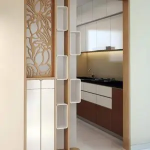 Premium heavy duty metal geometric room divider partition with decorative hexagon panels.