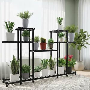Premium heavy duty metal multi-tier plant stand for indoor and outdoor plants.